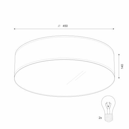 Lubinis šviestuvas SIRJA 2xE27/60W/230V d. 45 cm smėlio spalvos
