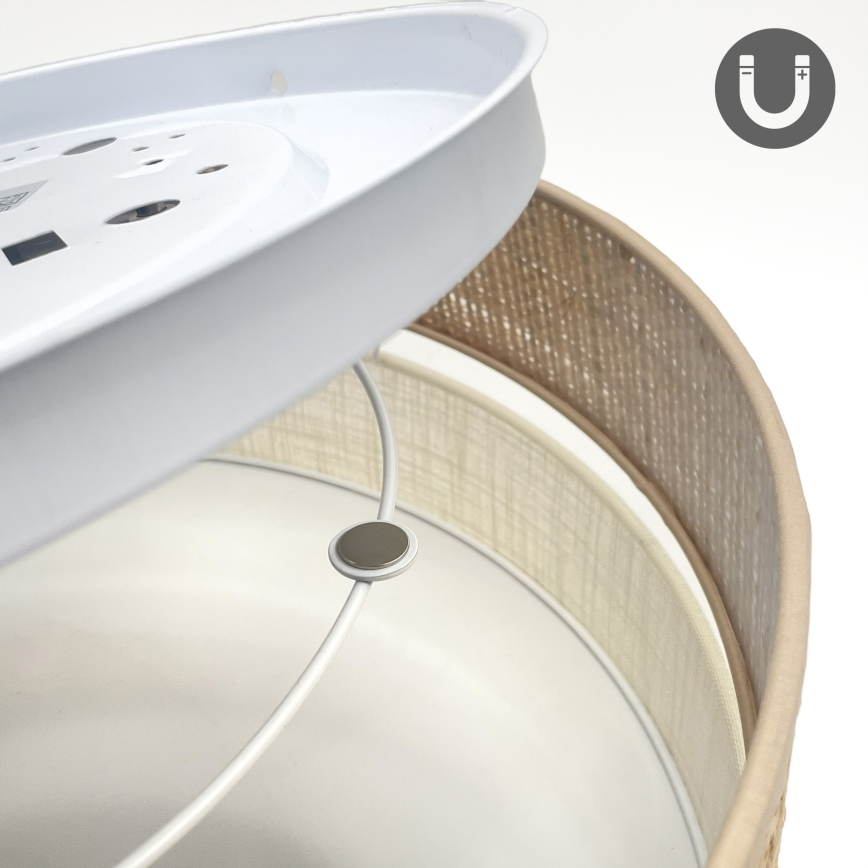 Lubinis šviestuvas SIRJA DOUBLE BOHO 2xE14/15W/230V Ø 35 cm smėlinė/kreminė