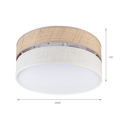 Lubinis šviestuvas SIRJA DOUBLE BOHO 2xE14/15W/230V Ø 35 cm smėlinė/kreminė