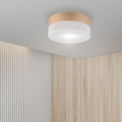 Lubinis šviestuvas SIRJA WOOD 1xE27/15W/230V diametras 35 cm balta/ąžuolas