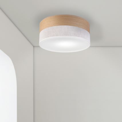Lubinis šviestuvas SIRJA WOOD 1xE27/15W/230V diametras 35 cm balta/ąžuolas