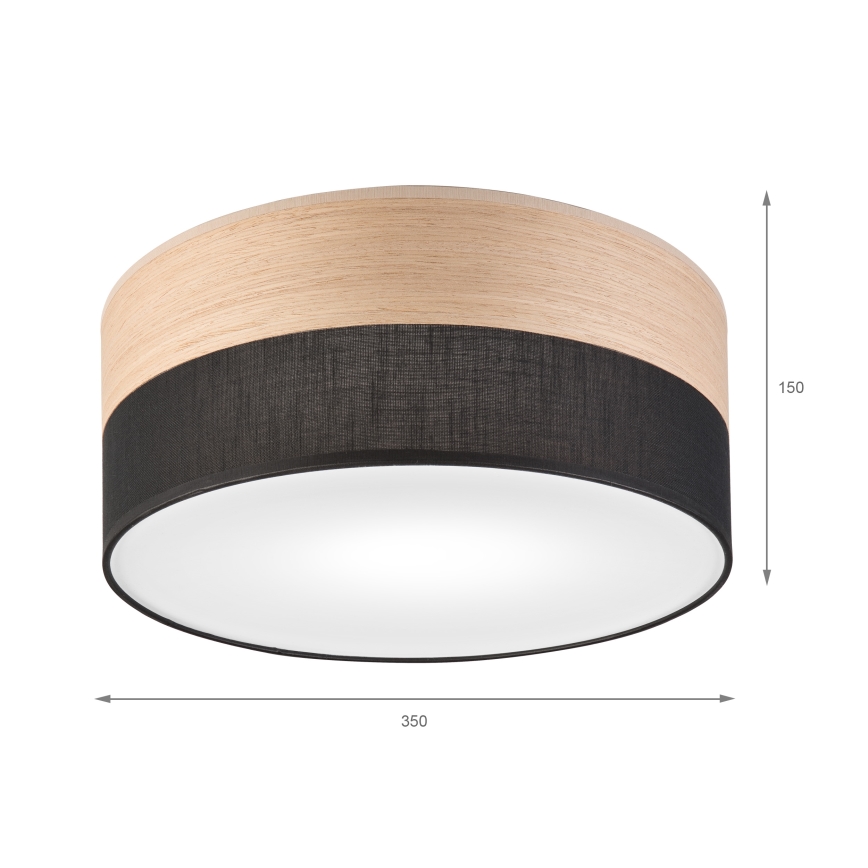 Lubinis šviestuvas SIRJA WOOD 1xE27/15W/230V diametras 35 cm juoda/ąžuolas