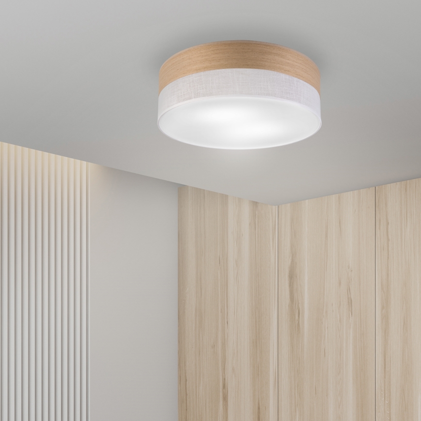 Lubinis šviestuvas SIRJA WOOD 2xE27/15W/230V diametras 45 cm balta/ąžuolas