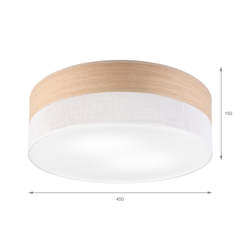 Lubinis šviestuvas SIRJA WOOD 2xE27/15W/230V diametras 45 cm balta/ąžuolas