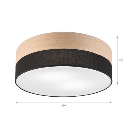 Lubinis šviestuvas SIRJA WOOD 2xE27/15W/230V diametras 45 cm juoda/ąžuolas