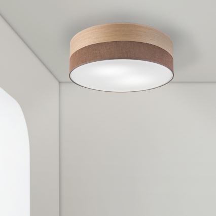 Lubinis šviestuvas SIRJA WOOD 2xE27/15W/230V diametras 45 cm ruda/ąžuolas
