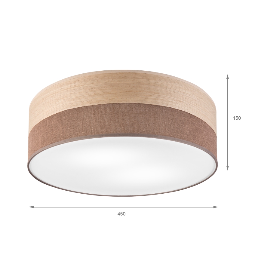 Lubinis šviestuvas SIRJA WOOD 2xE27/15W/230V diametras 45 cm ruda/ąžuolas
