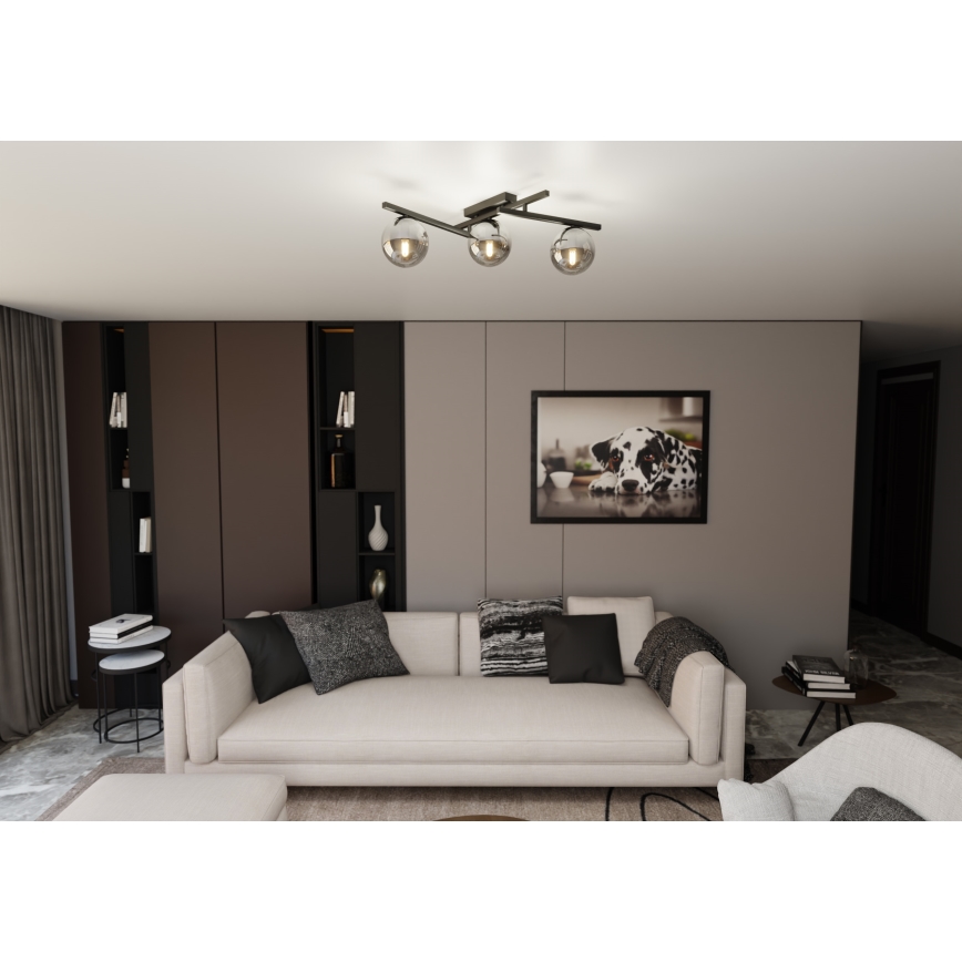 Lubinis šviestuvas SMART 3xE14/10W/230V juoda/pilka