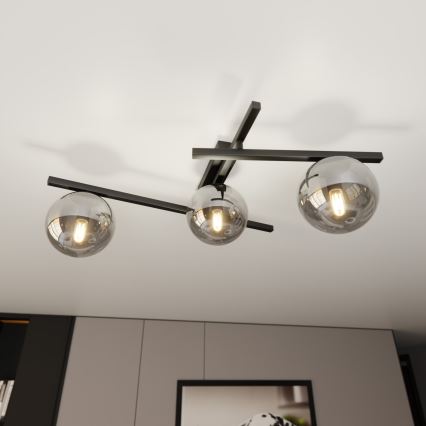 Lubinis šviestuvas SMART 3xE14/10W/230V juoda/pilka