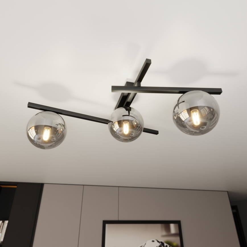 Lubinis šviestuvas SMART 3xE14/10W/230V juoda/pilka
