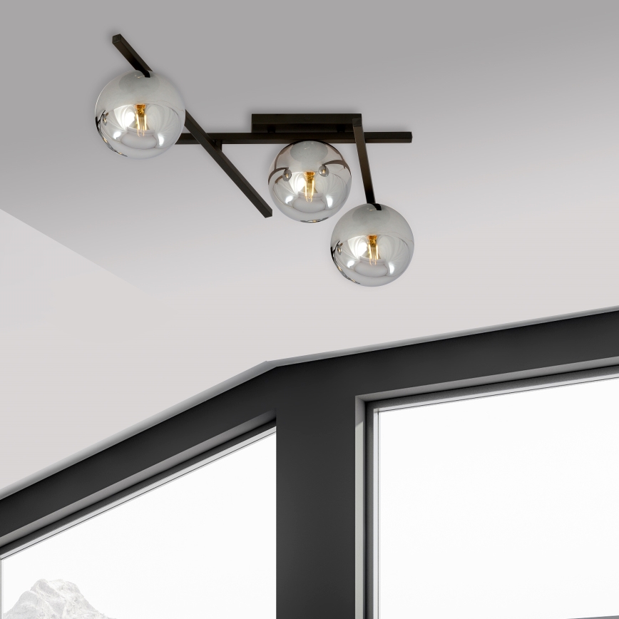 Lubinis šviestuvas SMART 3xE14/10W/230V juoda/pilka