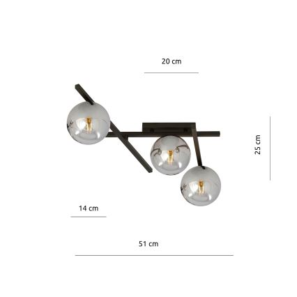 Lubinis šviestuvas SMART 3xE14/10W/230V juoda/pilka