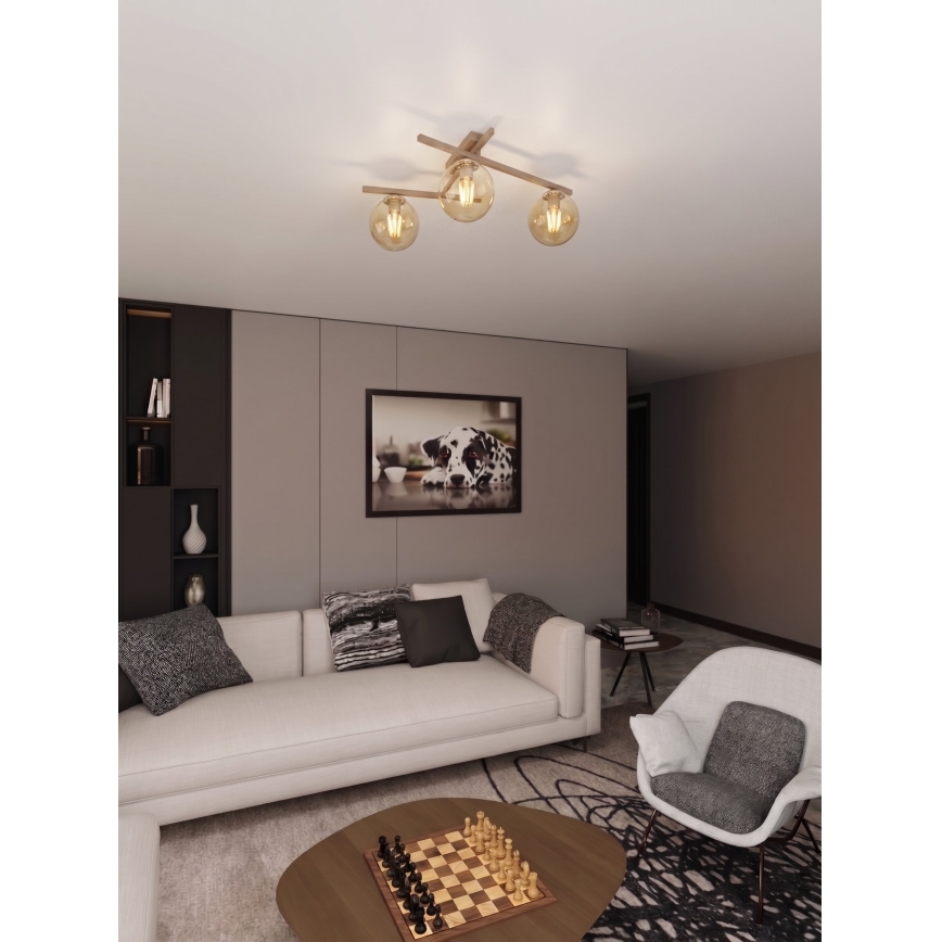 Lubinis šviestuvas SMART 3xE14/10W/230V smėlinė/dūminė smėlinė