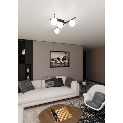 Lubinis šviestuvas SMART 4xE14/10W/230V juoda/balta