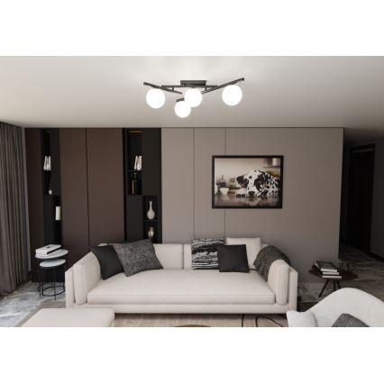 Lubinis šviestuvas SMART 4xE14/10W/230V juoda/balta