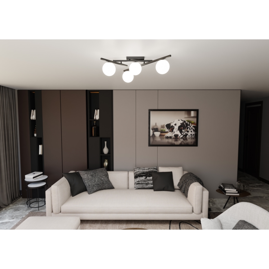 Lubinis šviestuvas SMART 4xE14/10W/230V juoda/balta