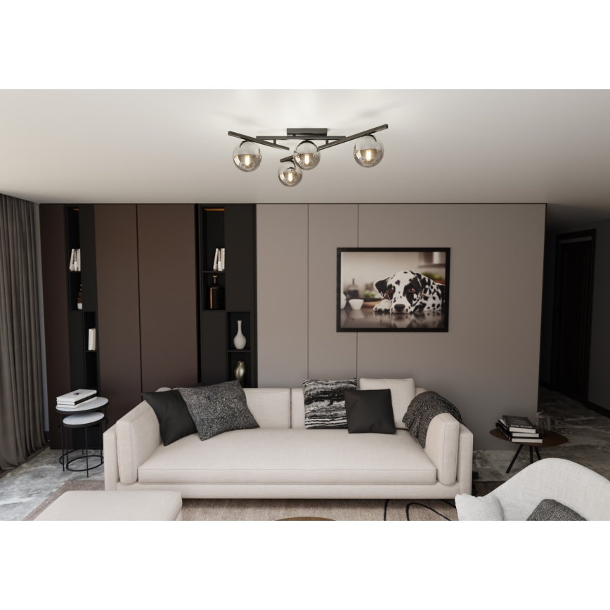Lubinis šviestuvas SMART 4xE14/10W/230V juoda/pilka