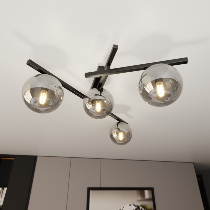 Lubinis šviestuvas SMART 4xE14/10W/230V juoda/pilka