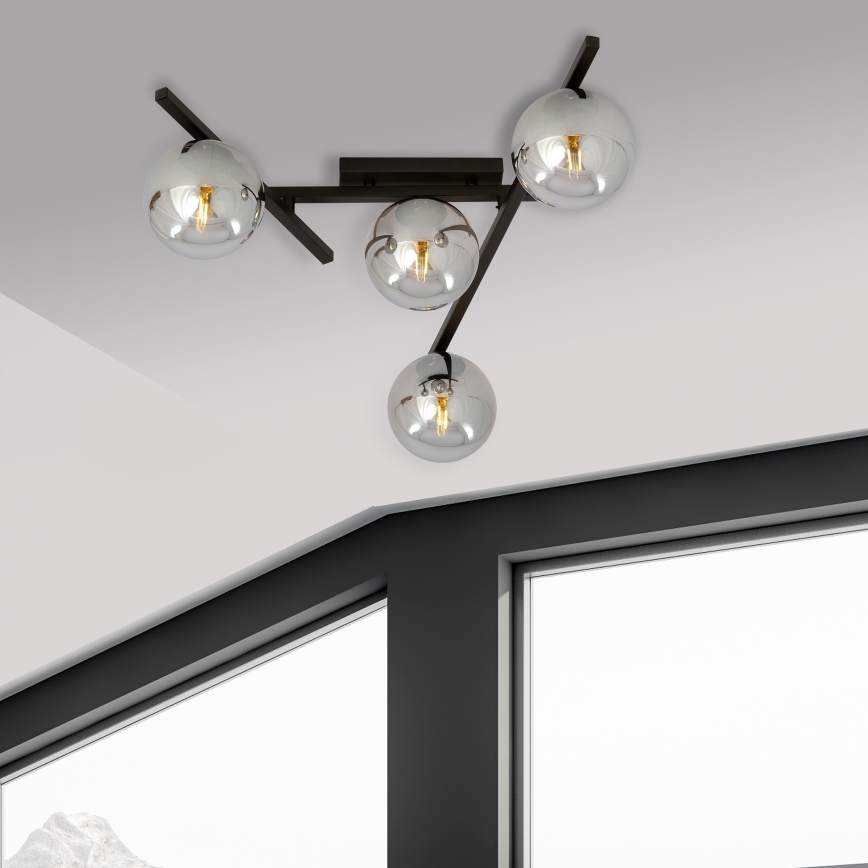Lubinis šviestuvas SMART 4xE14/10W/230V juoda/pilka
