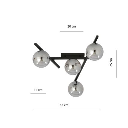 Lubinis šviestuvas SMART 4xE14/10W/230V juoda/pilka