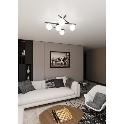 Lubinis šviestuvas SMART 5xE14/10W/230V juoda/balta