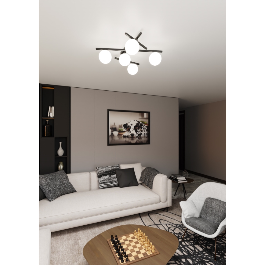 Lubinis šviestuvas SMART 5xE14/10W/230V juoda/balta