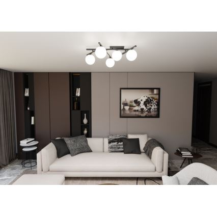 Lubinis šviestuvas SMART 5xE14/10W/230V juoda/balta