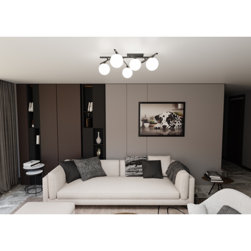 Lubinis šviestuvas SMART 5xE14/10W/230V juoda/balta