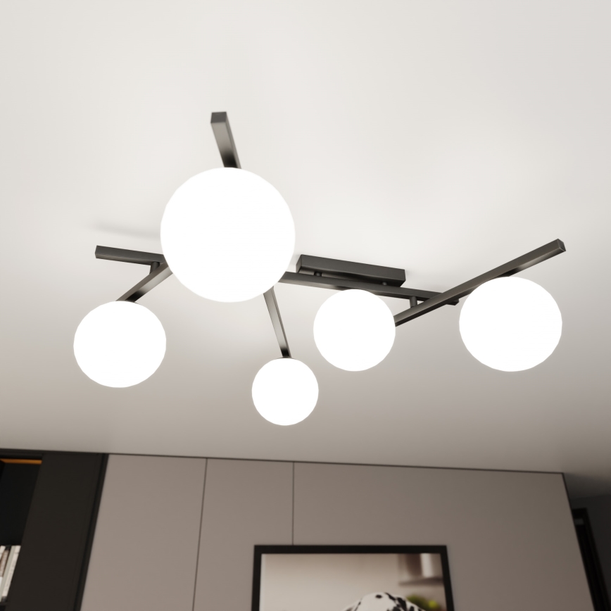 Lubinis šviestuvas SMART 5xE14/10W/230V juoda/balta