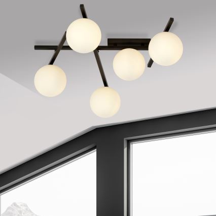 Lubinis šviestuvas SMART 5xE14/10W/230V juoda/balta