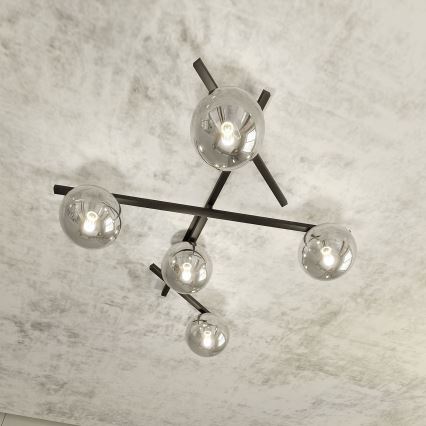 Lubinis šviestuvas SMART 5xE14/10W/230V juoda/pilka