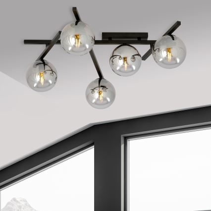 Lubinis šviestuvas SMART 5xE14/10W/230V juoda/pilka