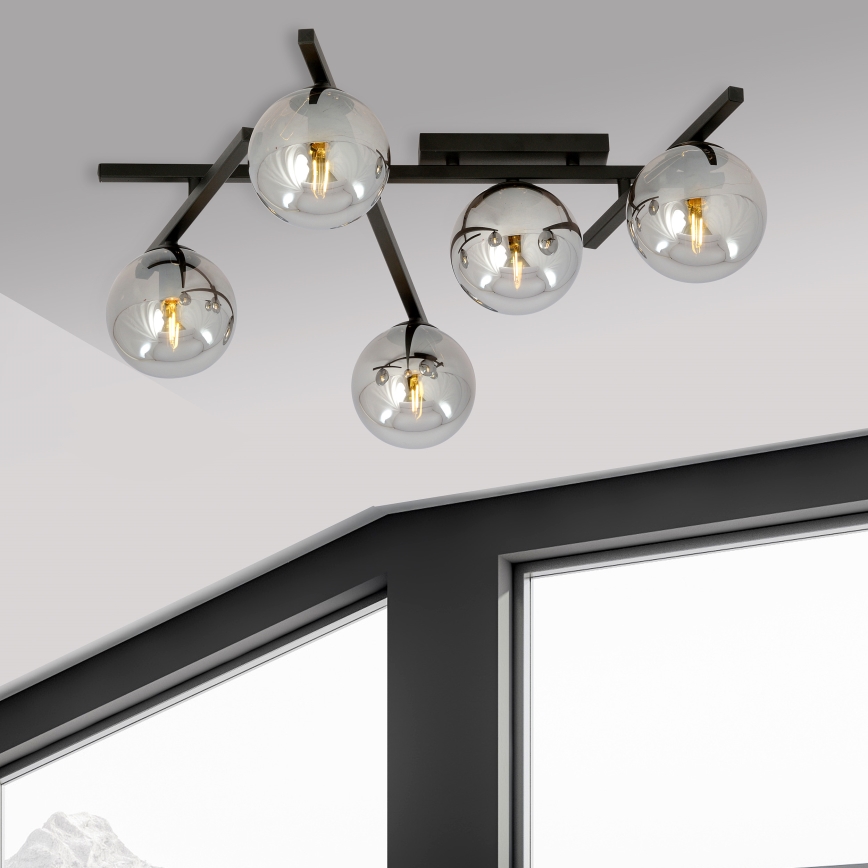 Lubinis šviestuvas SMART 5xE14/10W/230V juoda/pilka