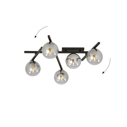 Lubinis šviestuvas SMART 5xE14/10W/230V juoda/pilka