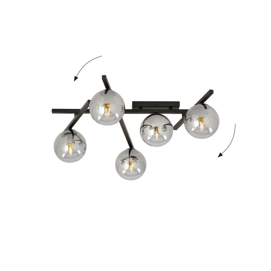 Lubinis šviestuvas SMART 5xE14/10W/230V juoda/pilka
