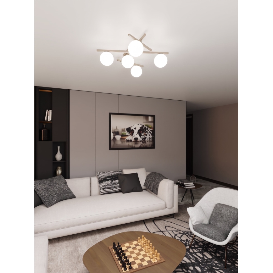 Lubinis šviestuvas SMART 5xE14/10W/230V smėlinė/balta