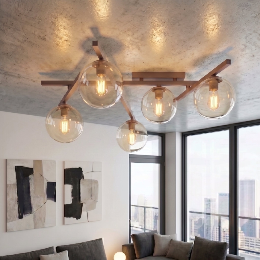 Lubinis šviestuvas SMART 5xE14/10W/230V smėlinė/dūminė smėlinė