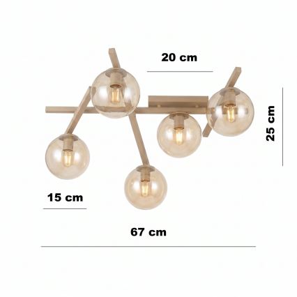 Lubinis šviestuvas SMART 5xE14/10W/230V smėlinė/dūminė smėlinė