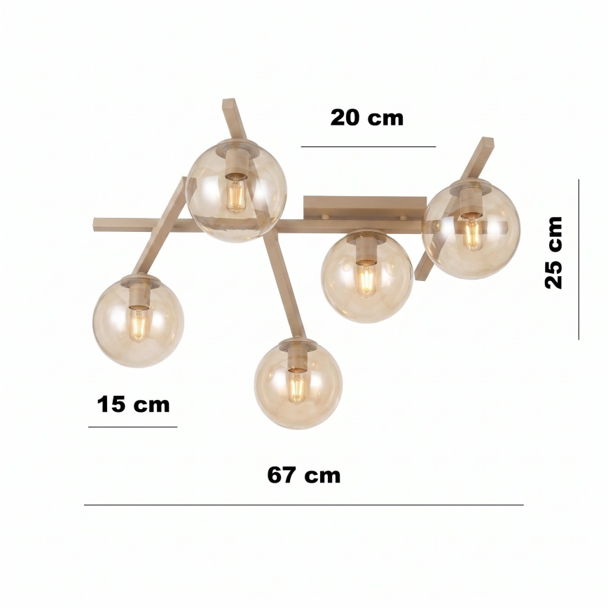 Lubinis šviestuvas SMART 5xE14/10W/230V smėlinė/dūminė smėlinė