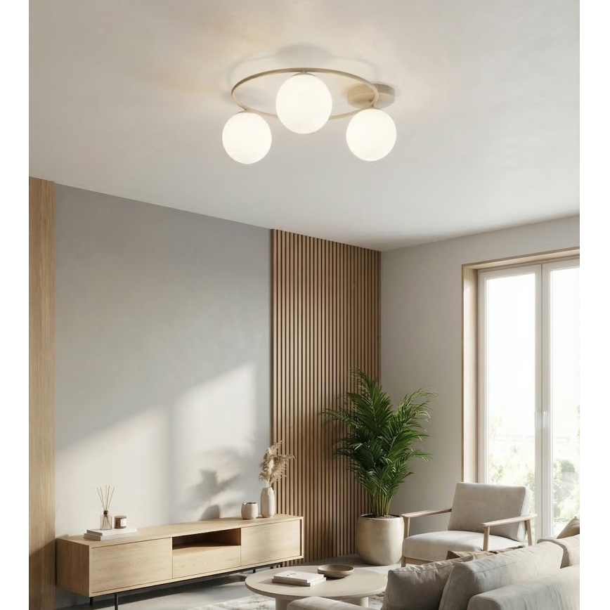 Lubinis šviestuvas SOPRA 3xE14/10W/230V smėlinė/balta
