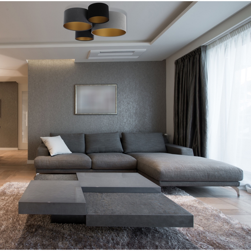 Lubinis šviestuvas SPACE 4xE27/60W/230V pilka/juoda/auksas
