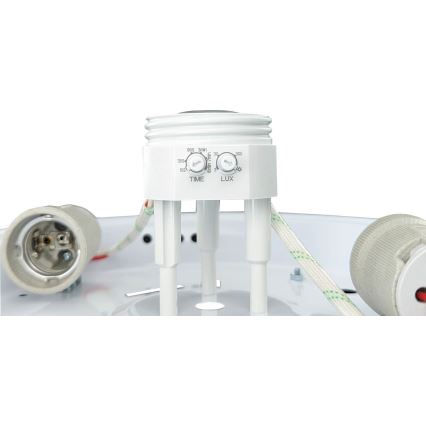 Lubinis šviestuvas su judesio ir sutemų jutikliu MANA 2xE27/40W/230V, skersmuo 30 cm, baltas