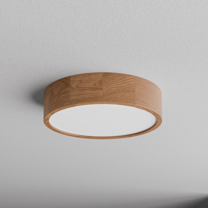 Lubinis šviestuvas CLEO su judesio ir sutemų jutikliu, 3xE27/24W/230V, skersmuo 37,5 cm, ąžuolo apdaila