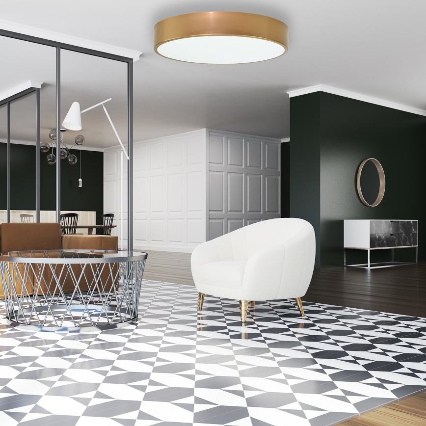 Lubinis šviestuvas CLEO su judesio ir sutemų jutikliu 4xE27/24W/230V, skersmuo 50 cm, auksinis