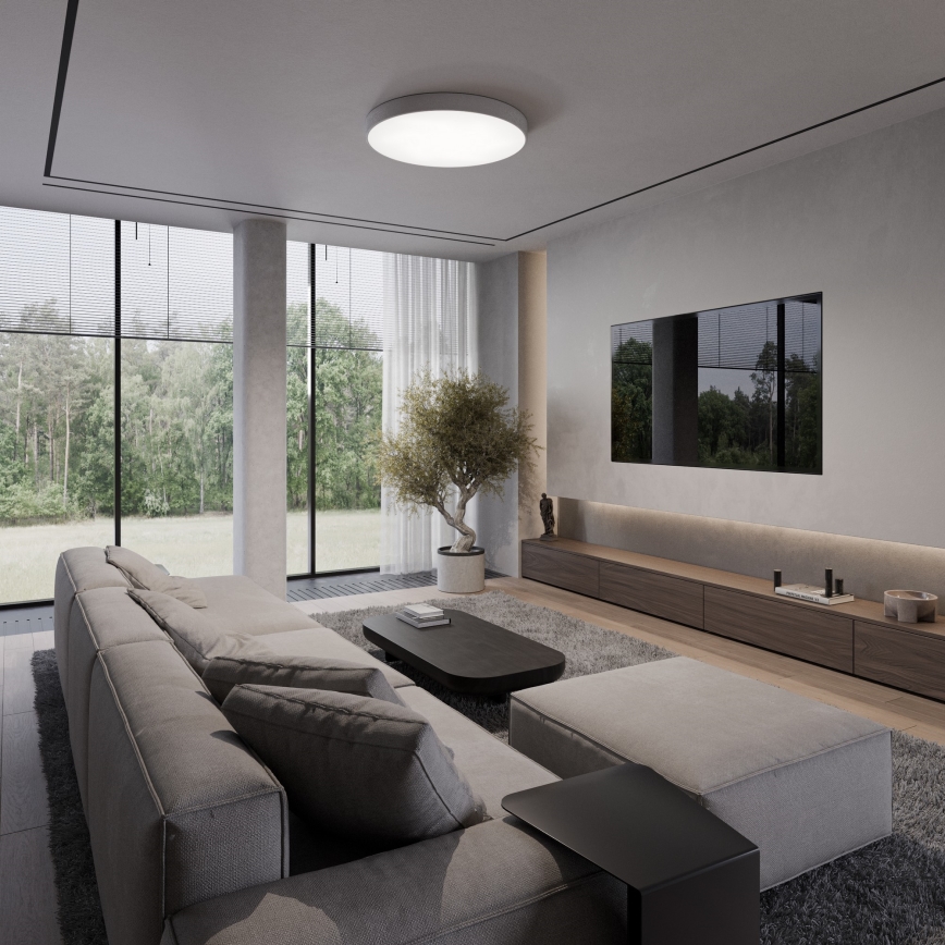 Lubinis šviestuvas su judesio ir sumrakimo jutikliais CLEO 5xE27/24W/230V skersmuo 60 cm pilkas