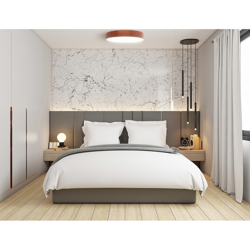 Lubų šviestuvas CLEO su judesio ir sutemų jutikliu 6xE27/24W/230V Ø 80 cm, vario spalvos