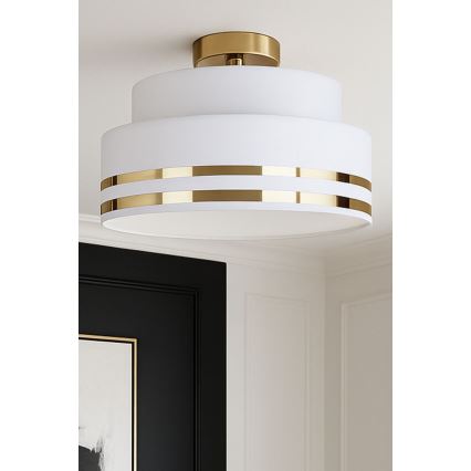 Lubinis šviestuvas TAMI 1xE27/60W/230V diametras 40 cm balta/auksas