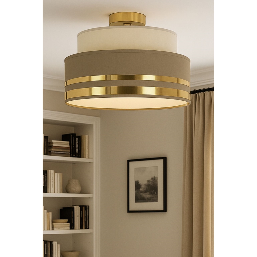 Lubinis šviestuvas TAMI 1xE27/60W/230V diametras 40 cm smėlio spalva/ruda/auksas