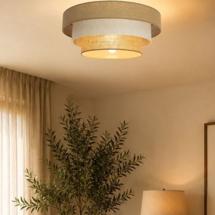 Lubinis šviestuvas WENTA 1xE27/60W/230V Ø 50 cm, džiutas/kreminė