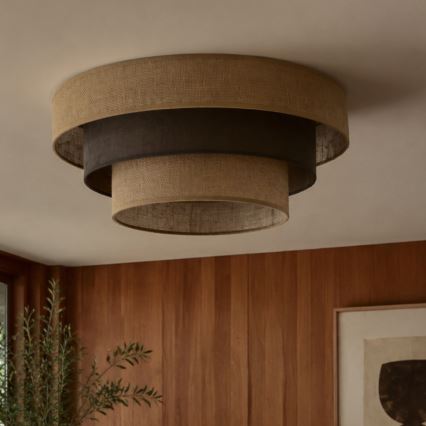 Lubinis šviestuvas WENTA 1xE27/60W/230V Ø 50 cm džiutas/ruda